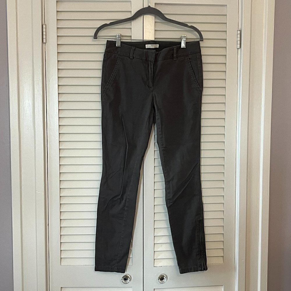 LOFT Marisa pants grey ankle zip 2